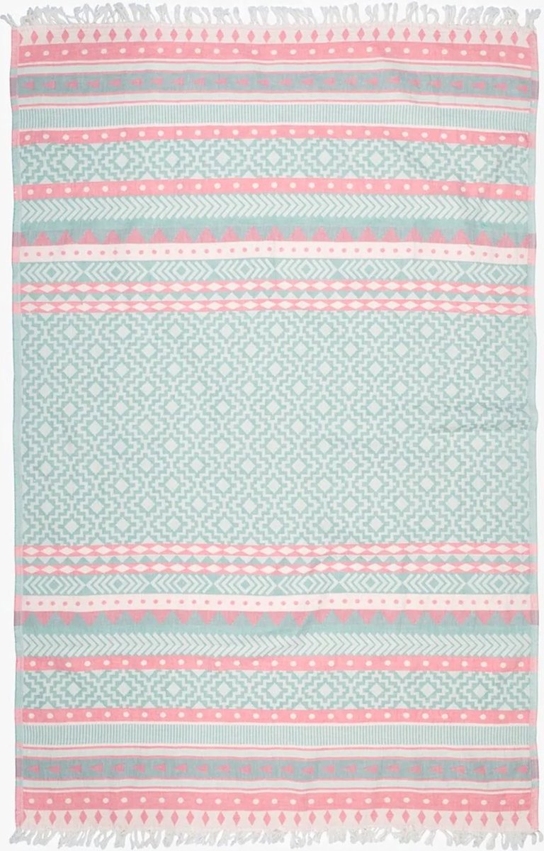 Barine 100% Zacht Katoen Hamamdoek - Ultraabsorberend - Sneldrogend - Lichtgewicht - Strandlaken - Sauna Handdoek - 90x160cm - Sage/Roze - Morocco