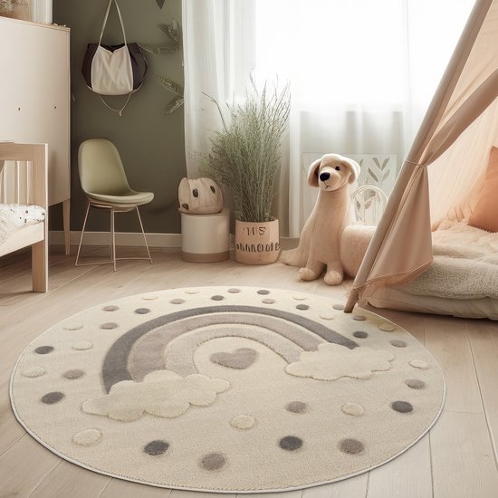 Paco Home Kindertapijt Pastel 3D Bergen - Vloerkleed Kinderkamer 133 Cm Vierkant