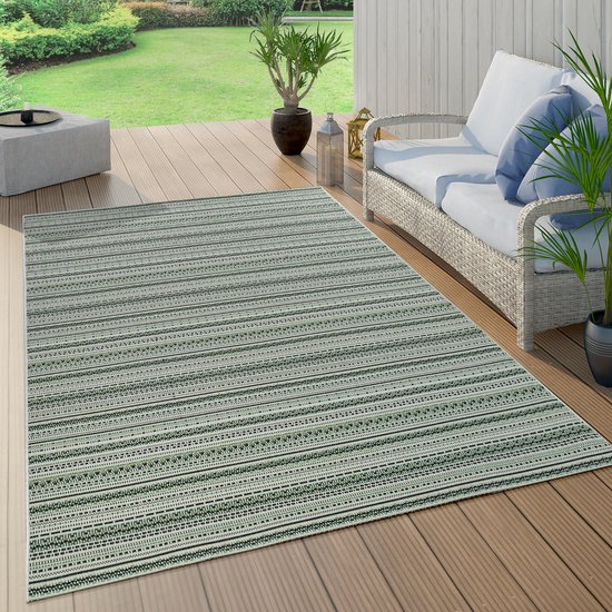 Paco Home Buiten Vloerkleed Voor Buiten Balkon Palm Jungle Patroon Bloemen Boho Groen 120x170 cm