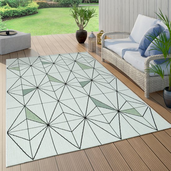 Paco Home Buiten Vloerkleed Tapijt Voor Binnen En Buiten Balkon Terras Keuken Tapijt Patroon Scandinavisch Boho Eenkleurig, Maat:200x290 cm, Kleur:Crème 4