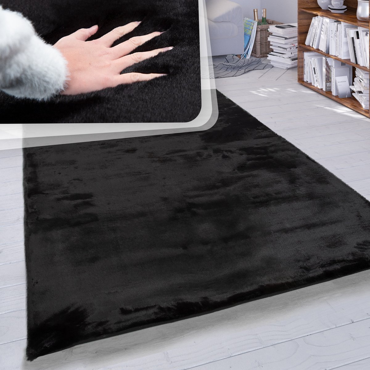 Paco Home Hoogpolig vloerkleed woonkamer kunstvacht superzacht effen 80x150 cm