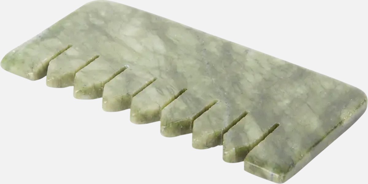 Goedkoopste Scalp Gua Sha Kam - Masseert de hoofdhuid - Stimuleert de bloedcirculatie - 100 Jade steen - Hoofdhuidkam