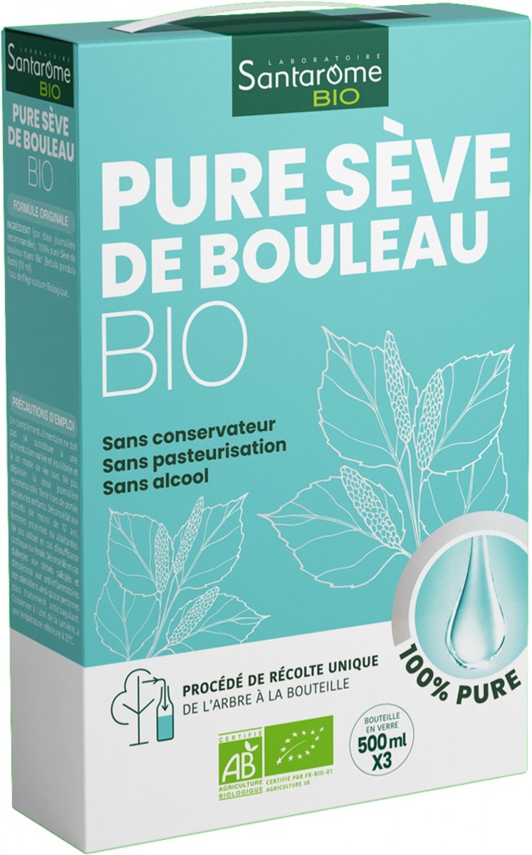 Goedkoopste Santarome Biologisch Zuiver Berkensap Partij van 3 x 500 ml