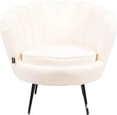 Housevitamin Shell Chair - Teddy Wit - 84x76x82cm - Fauteuil - Fauteuil Relax - Eyecatcher
