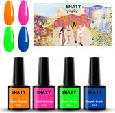 SHATY® BIAB Set 4 Zomerse Kleuren – Dance at SHATY - Builder In A Bottle – BIAB Nagel Builder Gel - BIAB Starter Pakket - Handleiding (NL & ENG)