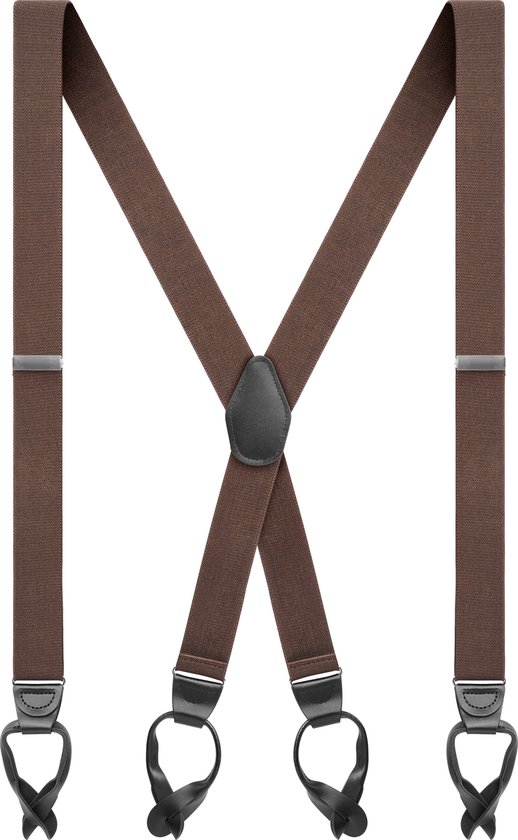 Vexel | Bretelles larges à boutons en X de couleur brun foncé