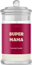 Super Mama - Grappige Geurkaars Cadeau voor Vrouw - Geurkaars in Glas met Tekst - Verjaardag Cadeau mama, vrouwen, moeder, vriendin - Moederdag Geschenkset - Happy Birthday