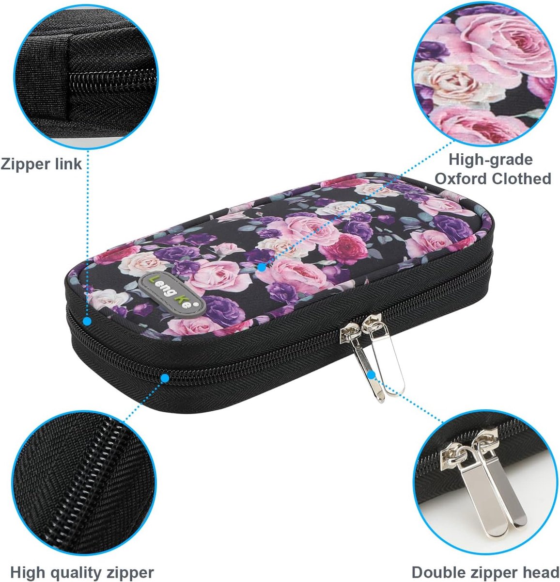 Insuline Cooler case, diabetische reiskoffer, draagbare insuline koeltas voor insuline pen en insuline geneeskunde (paars-roze roos)
