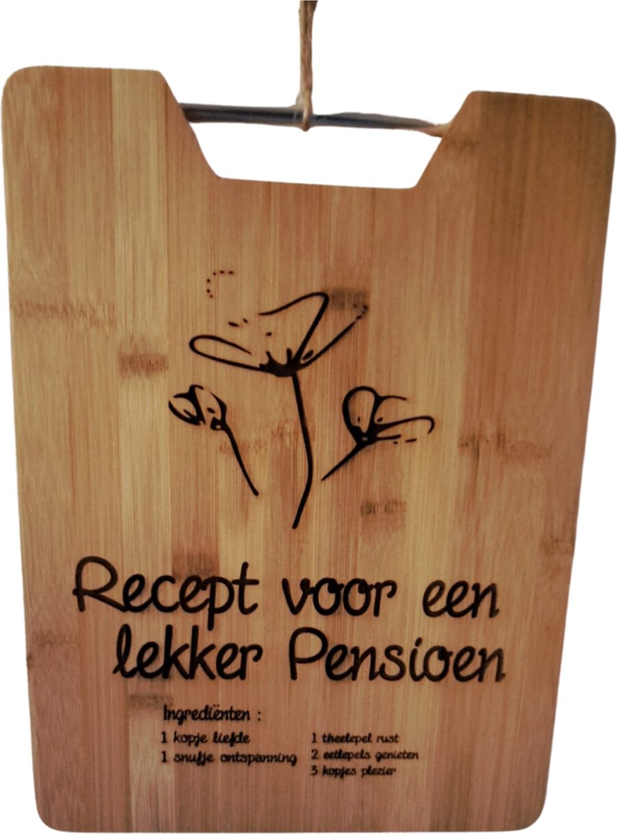 WoodR Uniek Pensioen Geschenk Cadeau : Borrelplank Wandbord voor de Gepensioneerde Genieter!