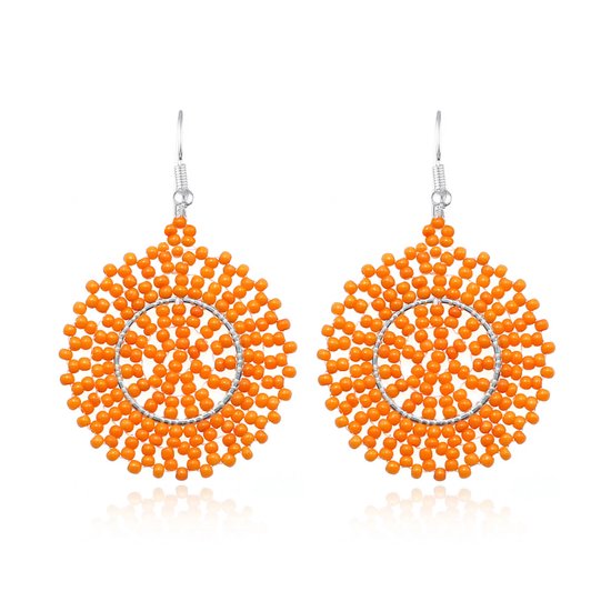 Carise Circle Oorbellen - Oranje | 5,3 x 3,5 cm | Bijoux/Kraaltjes | Fashion Favorite