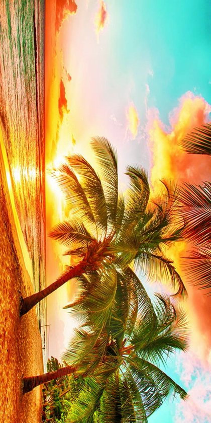 Strandlaken Palmbomen ondergaande zon - microvezel - 100x180 cm