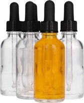 2x Flacons en Verre avec Pipette 50 ml - Transparent - Bouteilles Pipettes, Drops, Bocaus de Laboratoire, Flacon Compte-Gouttes - Remplissable - Verre - 2 Pièces