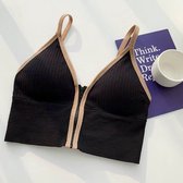 gudia zipper bikini crop top - zachte cami - uitneembare vulling - braless - premium kantstof - u-vormige achterkant - perfect voor grote of middelgrote borsten - Zwart - (XS-S)