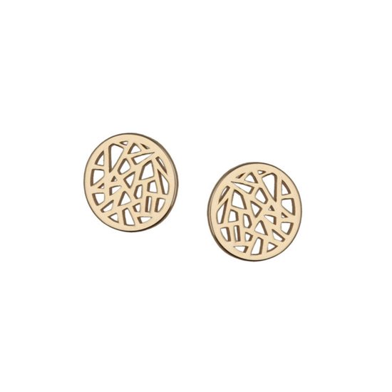 Goud Oorbellen - Gouden Oorbellen - Goud Oorstekers - Gold Mesh Earrings - Amona Jewelry
