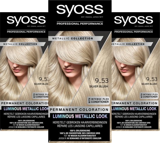 SYOSS Metallics - 9-53 Silver Blush - Permanente Haarverf - Haarkleuring - 3 Stuks