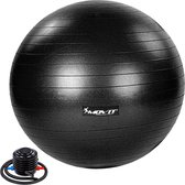 MOVIT® Fitness bal Zwart Ø 65 cm - Inclusief Pomp - Gym Bal - Pilates Bal - Yoga Bal