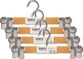 Kipit - broeken/rokken kledinghangers - set 12x stuks - lichtbruin - 28 cm - Kledingkast hangers/kleerhangers/broekhangers