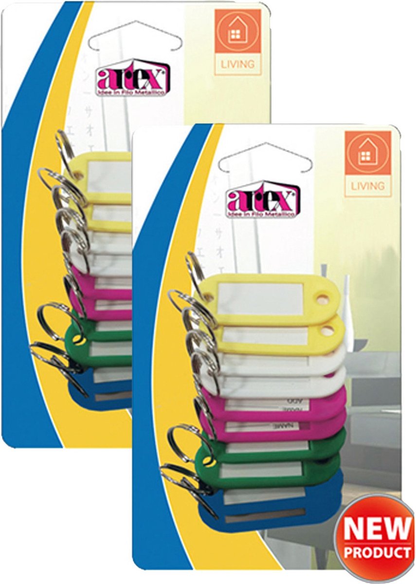 Artex Sleutellabels/sleutelhangers - 20x - multi kleuren - kunststof