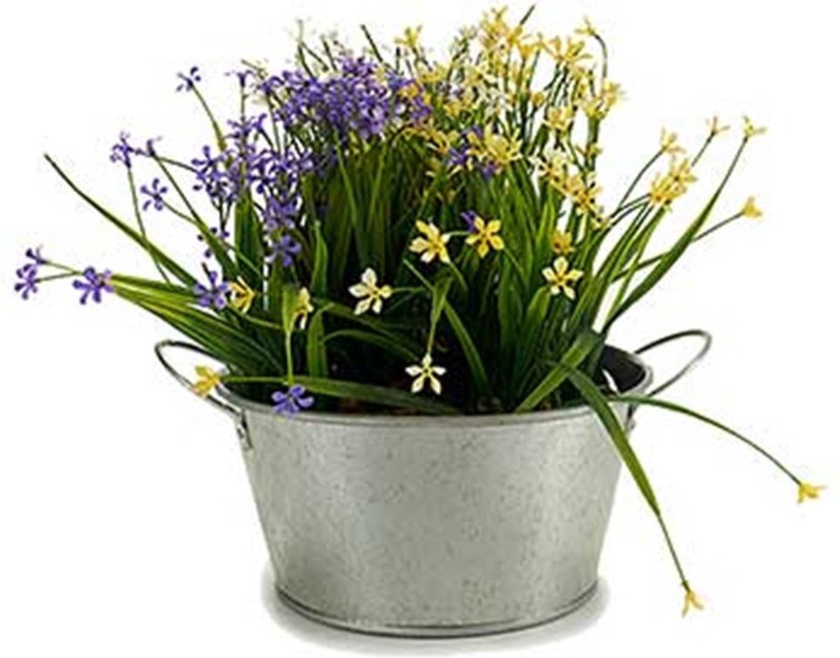Arte r Plantenpot/bloempot teil- zink - zilver - D20 x H15 cm