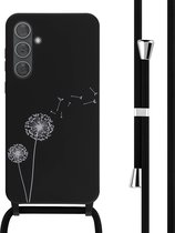 iMoshion Hoesje Geschikt voor Samsung Galaxy A35 Hoesje Met Koord - iMoshion Siliconen design hoesje met koord - Zwart / Dandelion Black