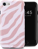 Selencia Hoesje Geschikt voor iPhone SE (2022) / SE (2020) / 8 / 7 / 6s / 6 Hoesje - Selencia Vivid Backcover - Colorful Zebra Old Pink
