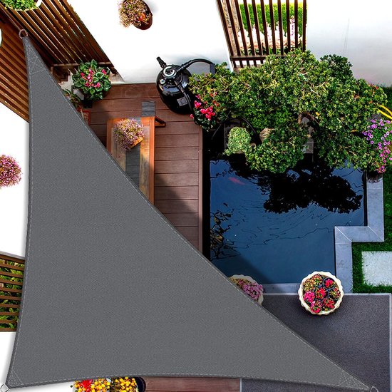 Auvent triangulaire 3x3x4,3 m, respirant, imperméable, polyester PES de qualité supérieure, protection solaire à 95 % contre les UV, pour camper sur le balcon du jardin