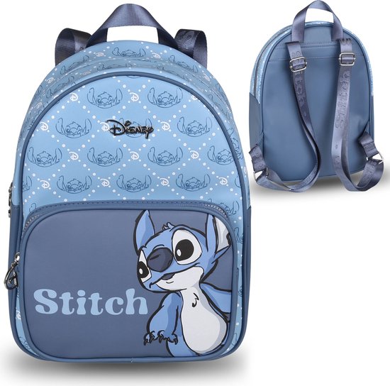 Stitch Disney Blauw, petit sac à dos, sac à dos en cuir 33x11x25cm