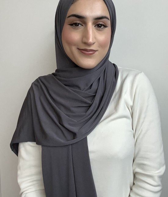 Hijab Premium Jersey Gray - Sjaal - Hoofddoek - Turban - Jersey Scarf - Sjawl - Dames hoofddoek - Islam