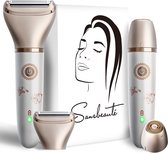 Bol.com 2-in-1 Ladyshave + 2 Extra Scheerkoppen - Gezicht - Oksels - Benen - Bikinilijn - Scheerapparaat Vrouw - Elektrisch Onth... aanbieding