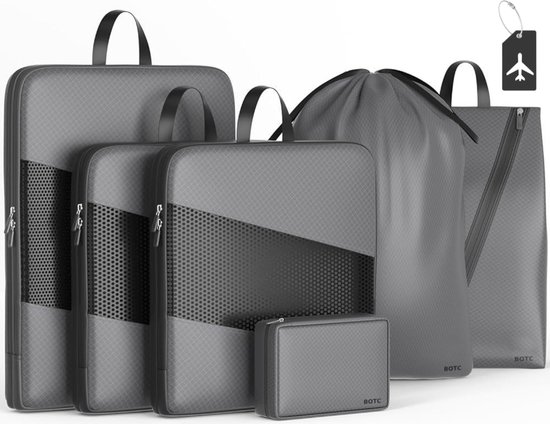 BOTC Packing Cubes Set 9-Delig - Bagage Organizers - Travel Backpack Organizer - Kleding organizer - Grijs