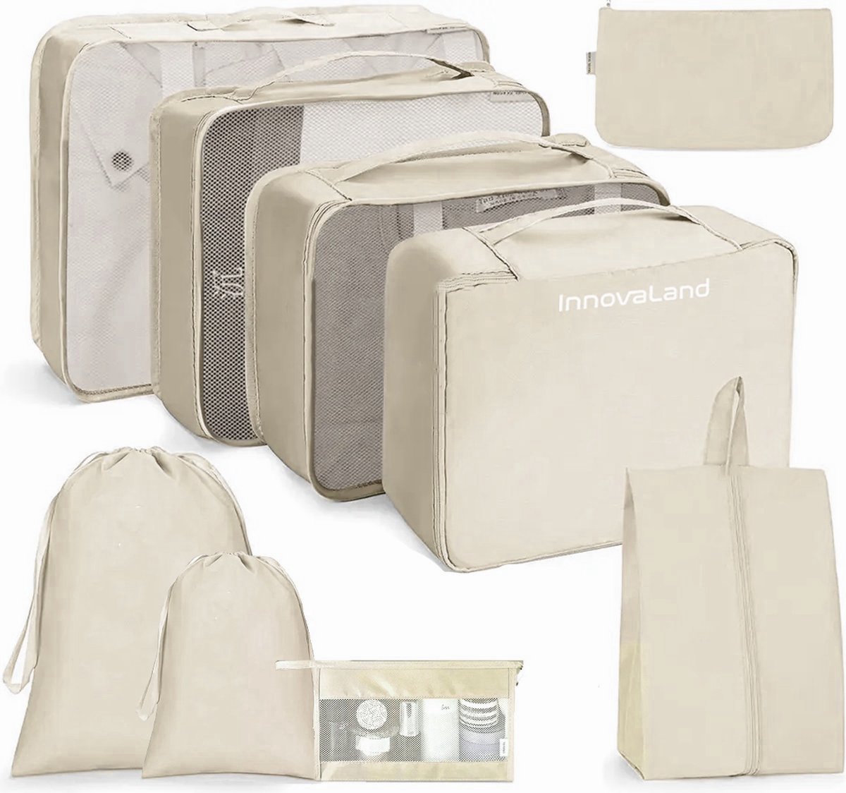 Innovaland - Packing Cubes Premium Set - 9 Delig- Packing Cubes Compression - Bagage Organizers - Compression Cube - Packing Cubes Backpack - Packing Cubes - koffer organizer set - backpack organizer - koffer organizer - Reiszakken Voor Koffer