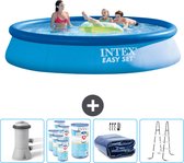 Intex Rond Opblaasbaar Easy Set Zwembad - 396 x 84 cm - Blauw - Inclusief Pomp Filters - Solarzeil - Ladder