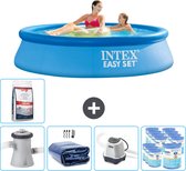 Intex Rond Opblaasbaar Easy Set Zwembad - 244 x 61 cm - Blauw - Inclusief Pomp Solarzeil - Zoutwatersysteem - Filters - Zwembadzout