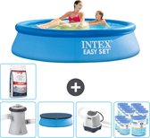 Intex Rond Opblaasbaar Easy Set Zwembad - 244 x 61 cm - Blauw - Inclusief Pomp Afdekzeil - Zoutwatersysteem - Filters - Zwembadzout