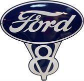 Ford V8 Oval Emaille Bord 46 x 46 cm
