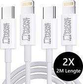 Câble PhoneGigant USB C vers Lightning - 2 mètres - 2 pièces - Câble de charge rapide - Wit - Adapté à Apple