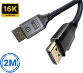 SBVR - DisplayPort Kabel 2.1 - 16K@60Hz/8K@120Hz/4K@144Hz - UHD - DisplayPort naar DisplayPort - DP kabel - 2 meter - Zwart