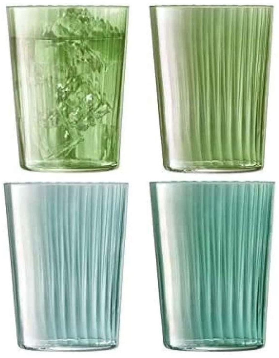 L.S.A. - Gems Tumbler Glas 560 ml Set van 4 Stuks Assorti - Glas - Groen