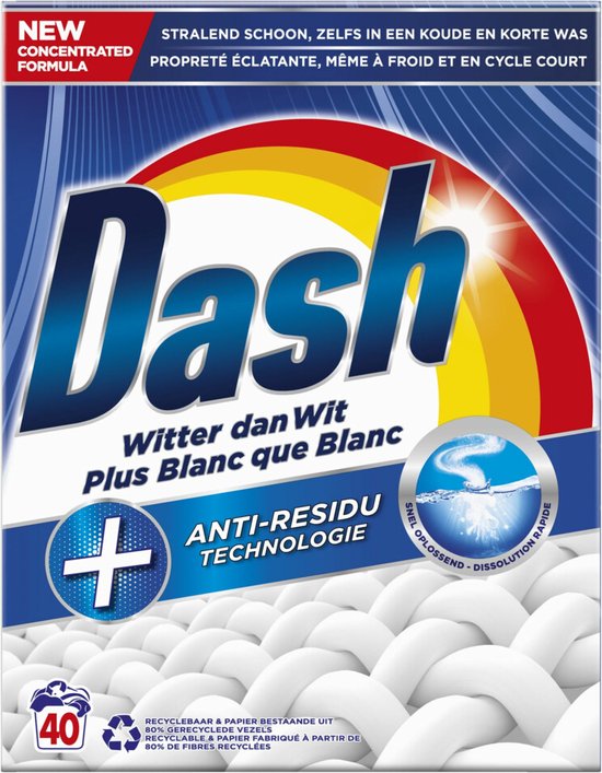 Dash - Witter dan Wit - Waspoeder - Witte Was - 40 Wasbeurten