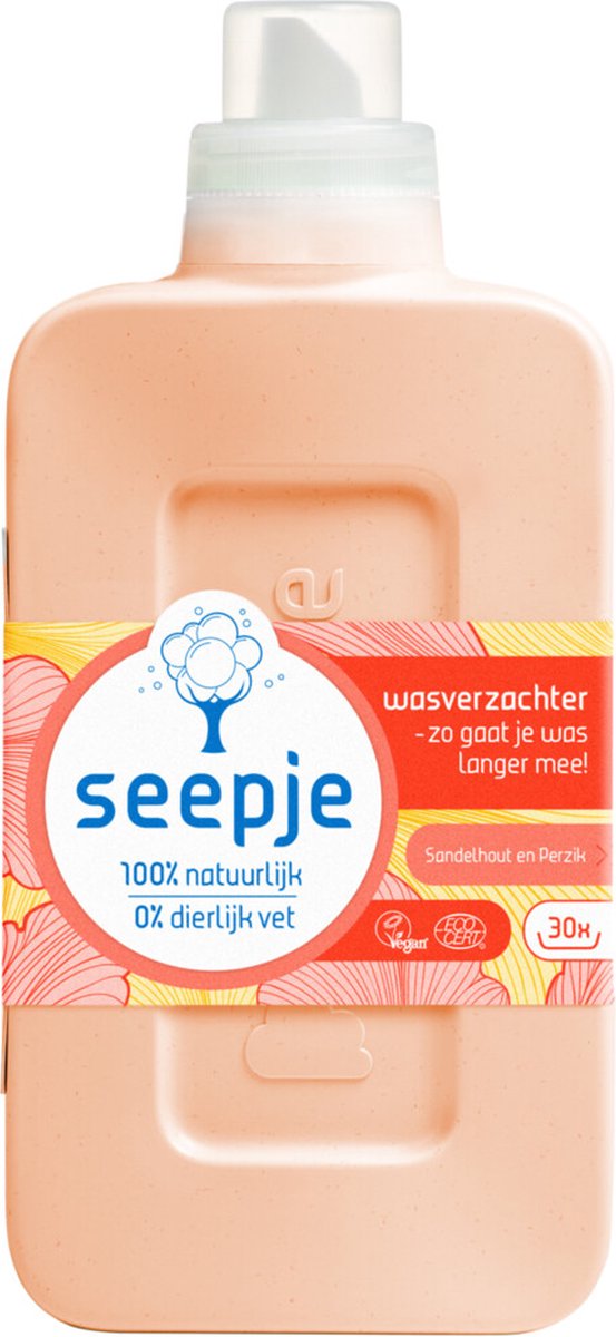 Seepje Wasverzachter - Sandelhout en Perzik – Natuurlijke Ingredienten - 4 x 30 wasbeurten - 4 x 750ML