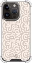 Casimoda® hoesje - Geschikt voor iPhone 13 Pro - Ivory Abstraction - Shockproof case - Extra sterk - TPU/polycarbonaat - Bruin/beige, Transparant