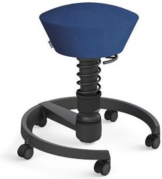 Aeris Swopper - ergonomische bureaukruk - zwart onderstel - blauwe zitting - zachte wielen - wol - standaard