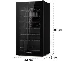 Klarstein Wijnkoeler Shiraz 28 Uno Wijnkoelkast 74L 28 Flessen - Wijnklimaatkast Flessenkoelkast - voor Wijnliefhebber voor Horeca - Touch Bedieningspaneel LED UV-Bescherming - Wijnkast - Wine Cooler - Wine Fridge