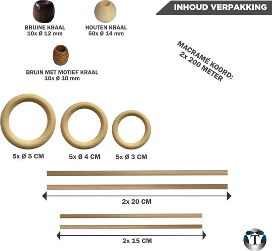 XXL Macramé Pakket | 400 METER | Incl. Handleiding | Starter Set | Ringen | Kralen | Stokken | Macramé Touw | 3mm | 100% Katoen | Macramé | Decoratie | DIY | Doe Het Zelf | Wandkleed | Dromenvanger | Plantenhanger | Tassen | TheOldOmen