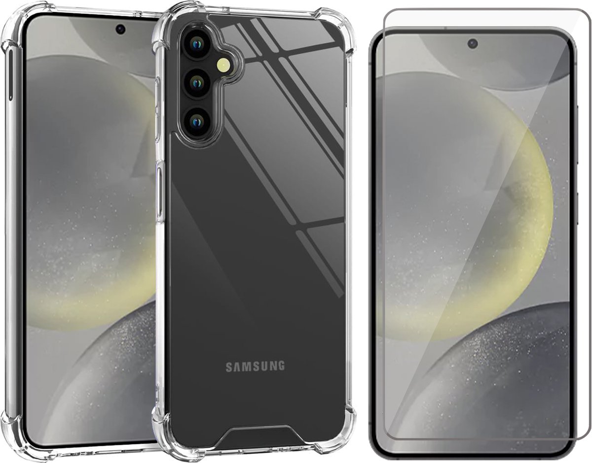 Hoesje geschikt voor Samsung Galaxy S24 - Screenprotector Glas - Shockproof Transparant