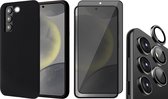 Hoesje geschikt voor Samsung Galaxy S24 - Privacy Screenprotector Volledig Dekkend Glas & Camera Protector - Mat Back Case Zwart