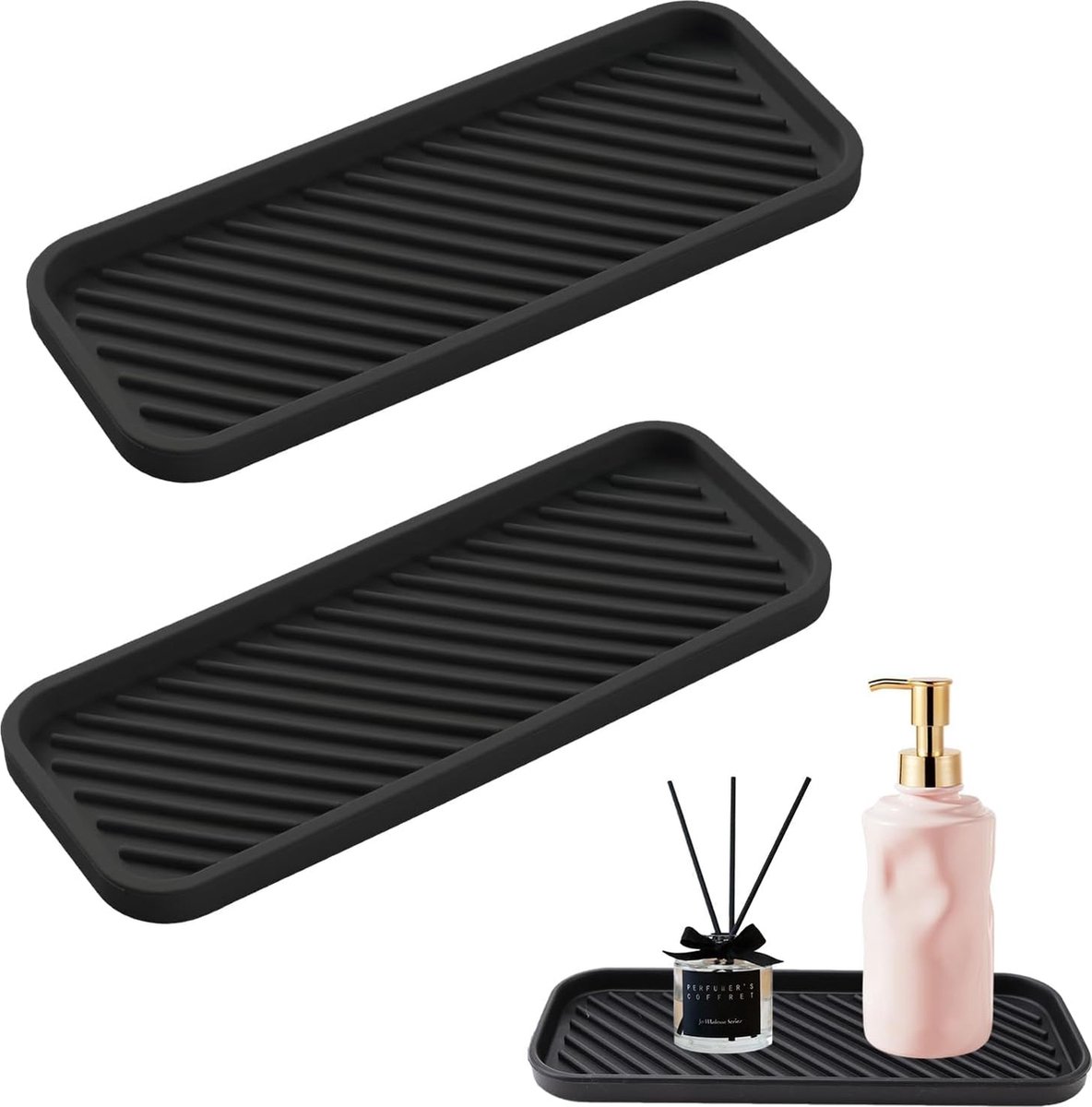 Goedkoopste Siliconen spoelbak 2 stuks - Spons en zeepbakje organisator lade antislip hittebestendig absorberende organisator voor gootsteen en keuken