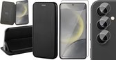 Hoesje geschikt voor Samsung Galaxy S24 - Screenprotector Glas & Camera - Wallet Book Case Zwart
