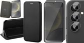 Hoesje geschikt voor Samsung Galaxy S24 Plus - Privacy Screenprotector Volledig Dekkend Glas & Camera - Wallet Book Case Zwart