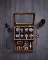 Boîte de rangement pour montres, en cuir, avec fenêtre transparente